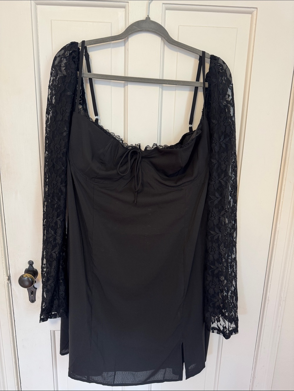 Princess Polly Black Lace Sleeve Mini Dress